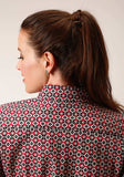 Roper Womens Long Sleeve Snap Western Diamond Print Western Shirt - Roper - Flyclothing LLC