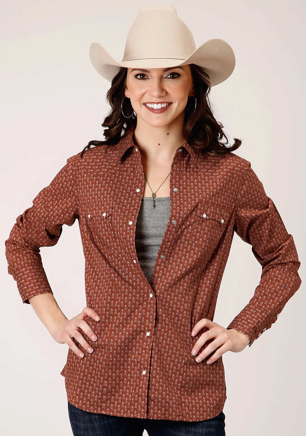 Roper Womens Long Sleeve Snap Arrow Geo Western Shirt - Roper - Flyclothing LLC