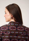 Roper Womens Long Sleeve Snap Red Aztec Horizontal Stripe Western Shirt - Roper - Flyclothing LLC