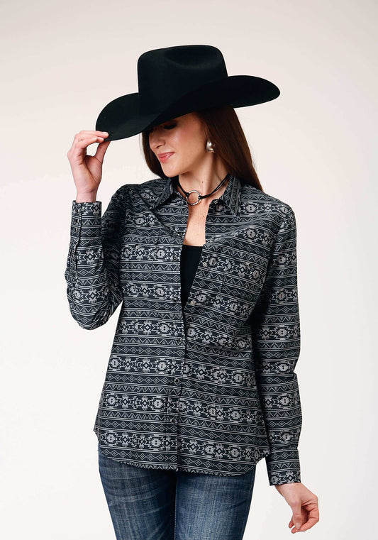Roper Womens Long Sleeve Snap Aztec Stripe Western Shirt - Roper - Flyclothing LLC