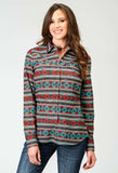 Roper Womens Long Sleeve Snap Aztec Stripe Print Western Shirt - Roper - Flyclothing LLC