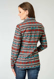 Roper Womens Long Sleeve Snap Aztec Stripe Print Western Shirt - Roper - Flyclothing LLC