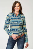 Roper Womens Long Sleeve Snap Aztec Blanket Print Western Shirt - Roper - Flyclothing LLC