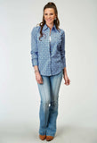 Roper Womens Long Sleeve Snap Blue Skies Tie Print Western Shirt - Roper - Flyclothing LLC