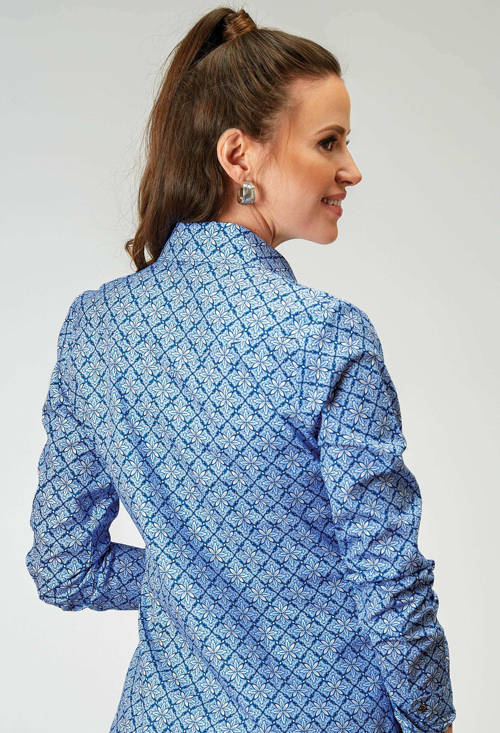 Roper Womens Long Sleeve Snap Blue Skies Tie Print Western Shirt - Roper - Flyclothing LLC