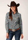 Roper Womens Long Sleeve Snap Turquoise Mine Paisley Western Shirt - Roper - Flyclothing LLC