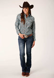 Roper Womens Long Sleeve Snap Turquoise Mine Paisley Western Shirt - Roper - Flyclothing LLC