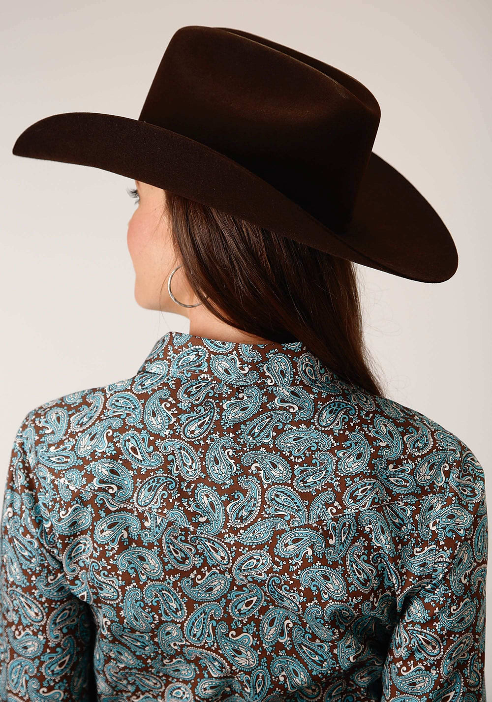 Roper Womens Long Sleeve Snap Turquoise Mine Paisley Western Shirt - Roper - Flyclothing LLC