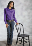Roper Womens Purple Solid Long Sleeve Western Snap Shirt - Roper - Flyclothing LLC