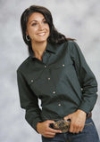 Roper Womens Green Solid Long Sleeve Western Snap Shirt - Roper - Flyclothing LLC
