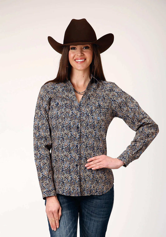 Roper Womens Long Sleeve Button Vintage Paisley Western Shirt - Roper - Flyclothing LLC