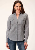 Roper Womens Long Sleeve Button Diamond Star Geo Grey Western Shirt - Roper - Flyclothing LLC