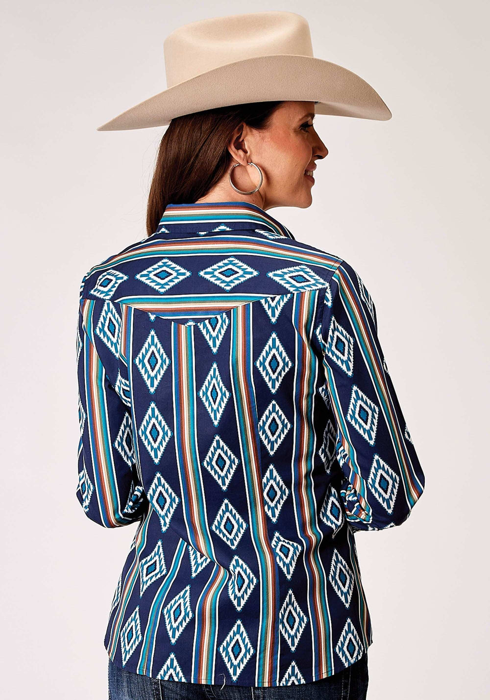 Roper Womens Long Sleeve Snap Serape Stripe Print Western Shirt - Roper - Flyclothing LLC