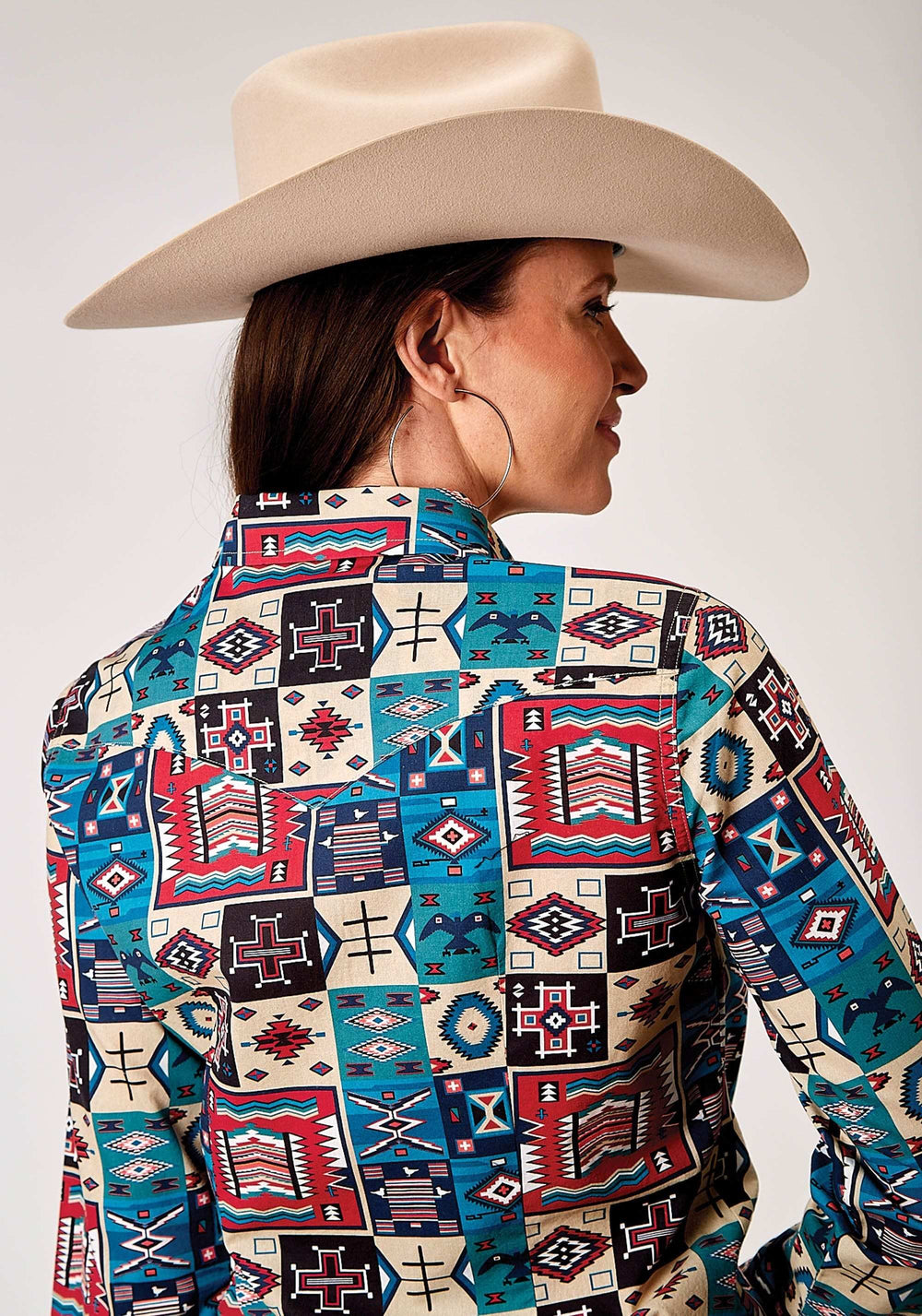 Roper Womens Long Sleeve Snap Vintage Patchwork Print Western Shirt - Roper - Flyclothing LLC