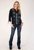 Roper Womens Long Sleeve Pullover Rayon Challis V Neck Blouse Western Shirt With Embroidery Decoration - Roper - Flyclothing LLC