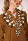 Roper Womens Long Sleeve Pullover Poly Velvet V Neck Tunic Western Shirt With Embroidery - Roper - Flyclothing LLC