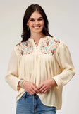 Roper Womens Long Sleeve Pullover Rayon Crepe Western Blouse With Embroidery On Yokes - Roper - Flyclothing LLC