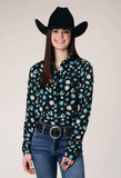 Roper Womens Long Sleeve Snap Jewelry Print Rayon Western Blouse With Front And Back Yokes - Roper - Flyclothing LLC