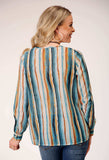 Roper Womens Long Sleeve Pullover Watercolor Stripe Print Tunic Western Shirt - Roper - Flyclothing LLC