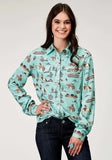 Roper Womens Long Sleeve Snap Desert Toile Print Rayon Western Blouse - Roper - Flyclothing LLC