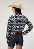 Roper Womens Long Sleeve Snap Navy Aztec Printed Rayon Western Blouse - Roper - Flyclothing LLC