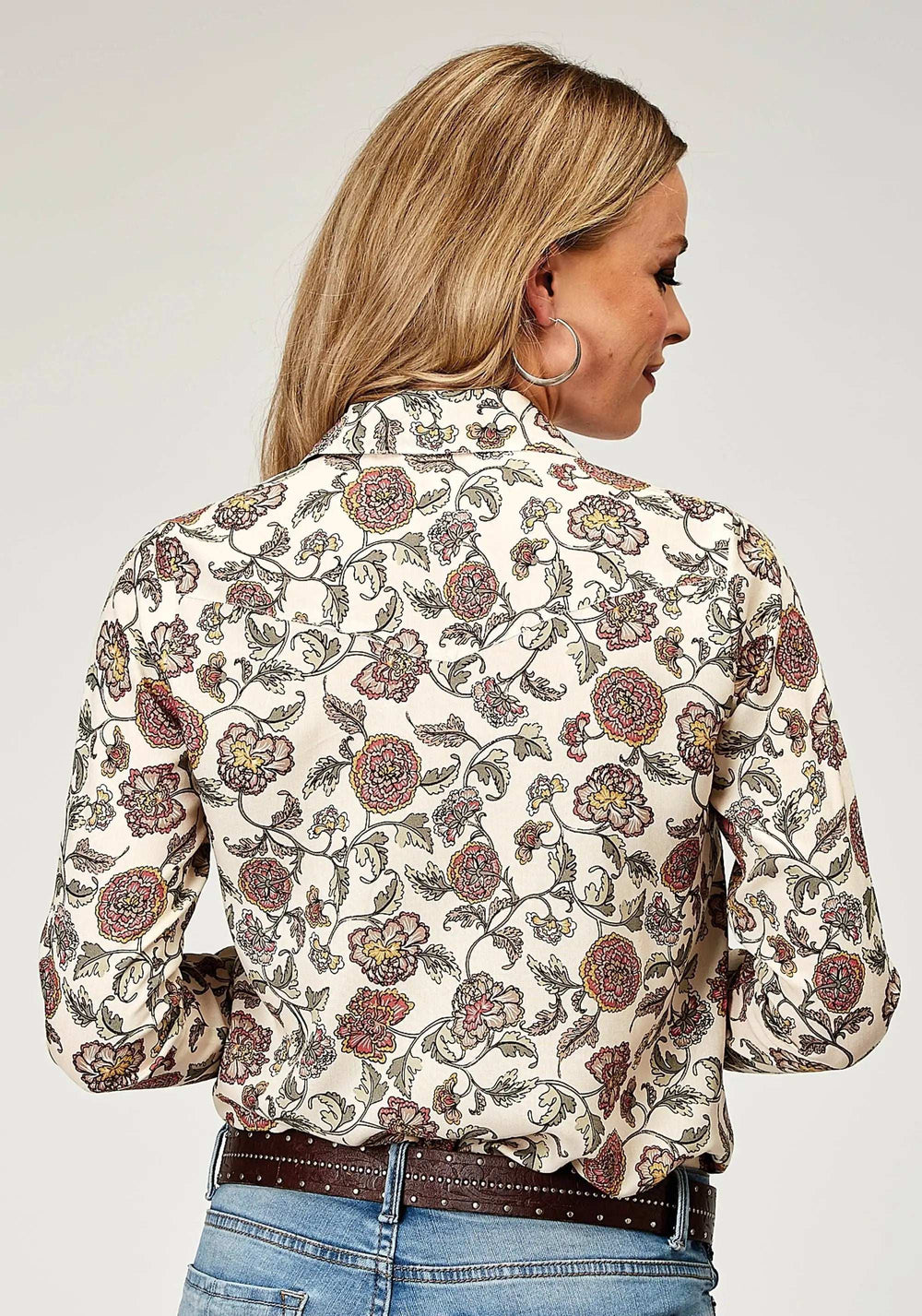 Roper Womens Long Sleeve Button Vintage Floral Print Western Shirt With Tab And Bttn On Sleeves For Rolled Cuffs - Roper - Flyclothing LLC
