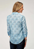 Roper Womens Long Sleeve Button Ikat Cheveron Print Poly Western Shirt With Tab And Button Sleeves For Rolled Cuffs - Roper - Flyclothing LLC