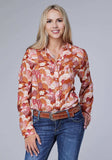 Roper Womens Long Sleeve Snap Groovy Cacti Print Rayon Western Blouse Curved Front And Back Yokes - Roper - Flyclothing LLC