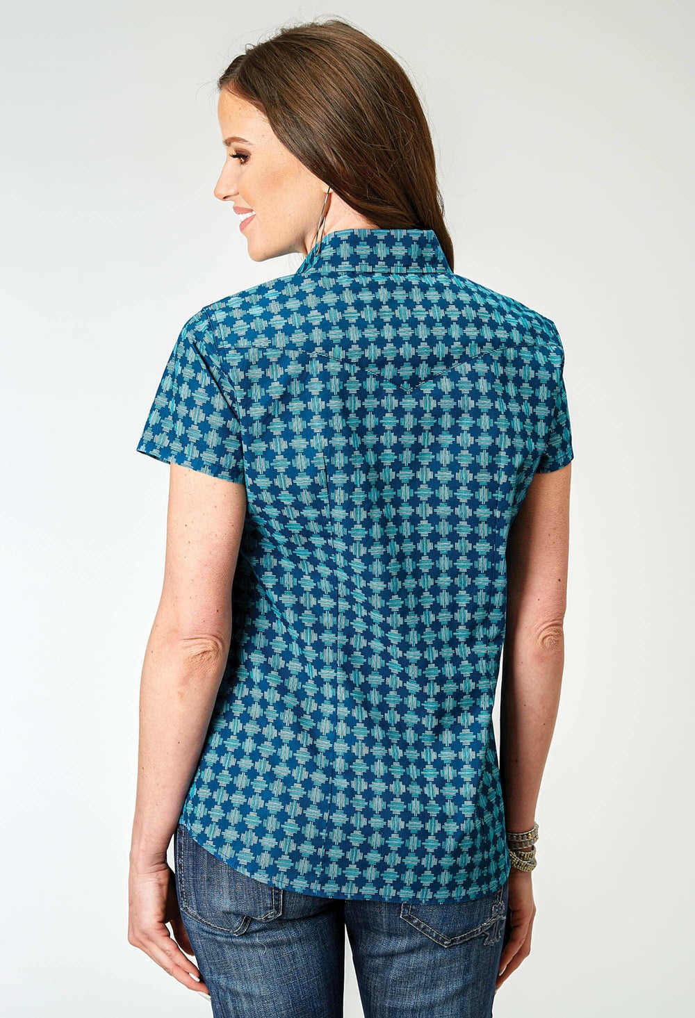 Roper Womens Short Sleeve Snap Scribble Print Western Shirt - Roper - Flyclothing LLC