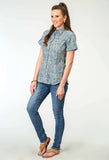 Roper Womens Short Sleeve Snap Delft Paisley Western Shirt - Roper - Flyclothing LLC