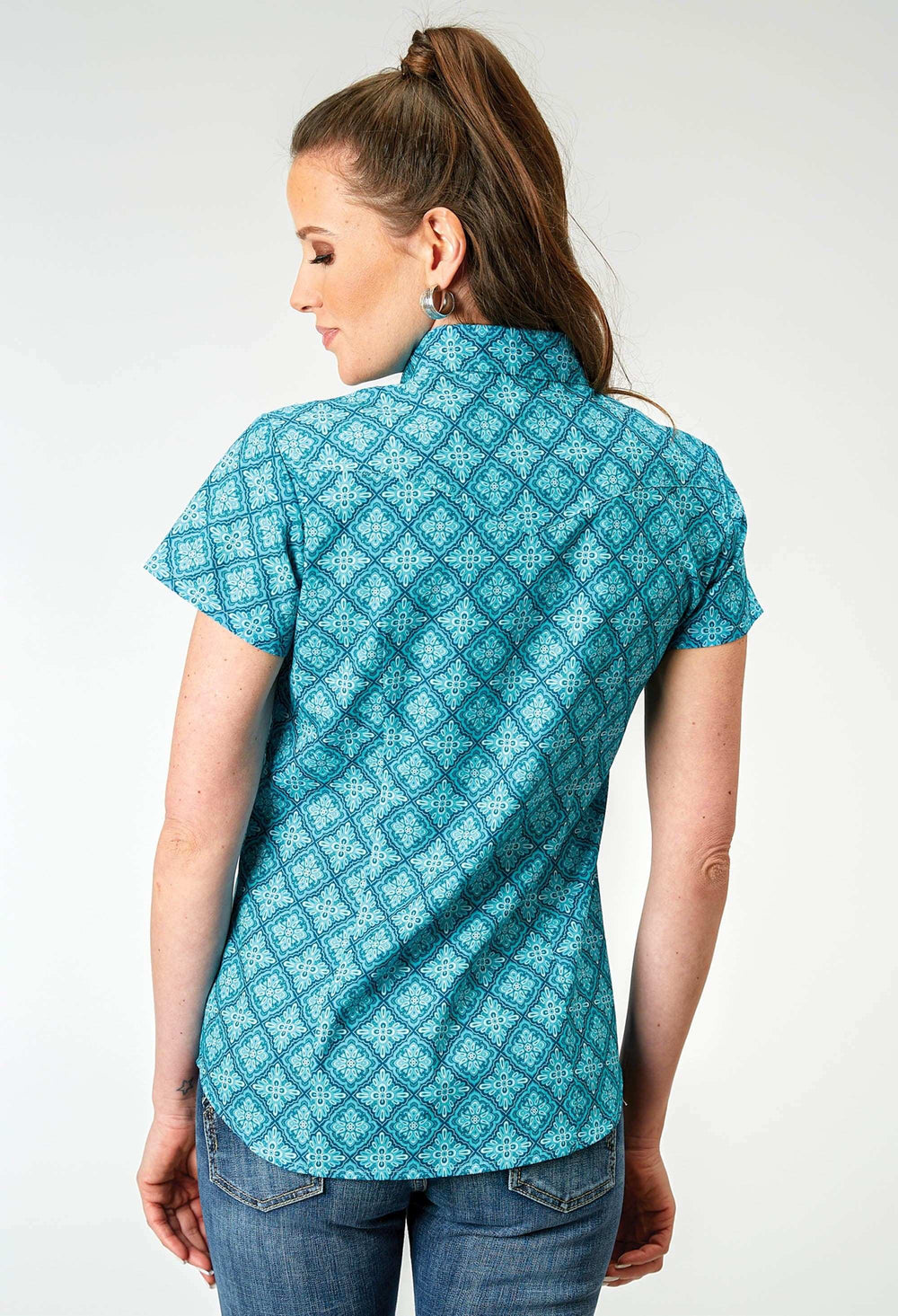 Roper Womens Short Sleeve Snap Lake Medallion Western Shirt - Roper - Flyclothing LLC