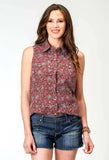 Roper Womens Sleeveless Snap Vintage Paisley Print Top - Roper - Flyclothing LLC
