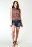 Roper Womens Sleeveless Snap Vintage Paisley Print Top - Roper - Flyclothing LLC