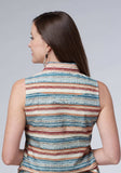 Roper Womens Sleeveless Snap Distressed Aztec Print Top - Roper - Flyclothing LLC