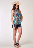 Roper Womens Sleeveless Snap Vintage Patchwork Print Top - Roper - Flyclothing LLC