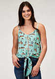 Roper Womens Sleeveless Desert Toile Print Rayon Tank With Spaghetti Strap And Front Tie - Roper - Flyclothing LLC