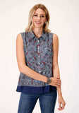 Roper Womens Sleeveless Poly Crepe Tribal Border Print Blouse - Roper - Flyclothing LLC