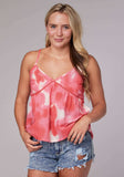 Roper Womens Sleeveless Pink Cream Tie Dye Cotton Tank Top With Ajustable Straps - Roper - Flyclothing LLC