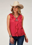 Roper Womens Sleeveless Rayon Challis Blouse With Ruffles - Roper - Flyclothing LLC