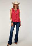 Roper Womens Sleeveless Rayon Challis Blouse With Ruffles - Roper - Flyclothing LLC