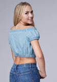 Roper Womens Sleeveless Light Blue Denim Top Twith Elastic Around Neckline Cuff And Hemline - Roper - Flyclothing LLC