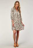 Roper Womens Long Sleeve Vintage Floral Print Dress With 2 Tierred Skirt Keyhole Neck - Roper - Flyclothing LLC