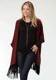Roper Womens Red And Blue Chevron Print Poncho - Roper - Flyclothing LLC