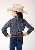 Roper Girls Long Sleeve Snap Navy Paisley Western Shirt - Roper - Flyclothing LLC