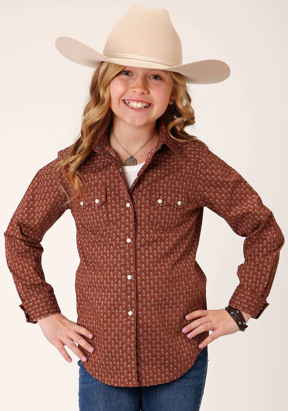 Roper Girls Long Sleeve Snap Arrow Geo Western Shirt - Roper - Flyclothing LLC