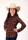 Roper Girls Long Sleeve Snap Red Aztec Horizontal Stripe Western Shirt - Roper - Flyclothing LLC