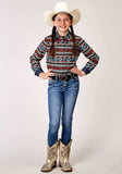 Roper Girls Long Sleeve Snap Aztec Stripe Print Western Shirt - Roper - Flyclothing LLC