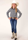 Roper Girls Long Sleeve Snap Silver Foulard Western Shirt - Roper - Flyclothing LLC
