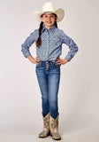 Roper Girls Long Sleeve Snap Blue Skies Tie Print Western Shirt - Roper - Flyclothing LLC
