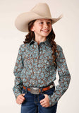 Roper Girls Long Sleeve Snap Turquoise Mine Paisley Western Shirt - Roper - Flyclothing LLC